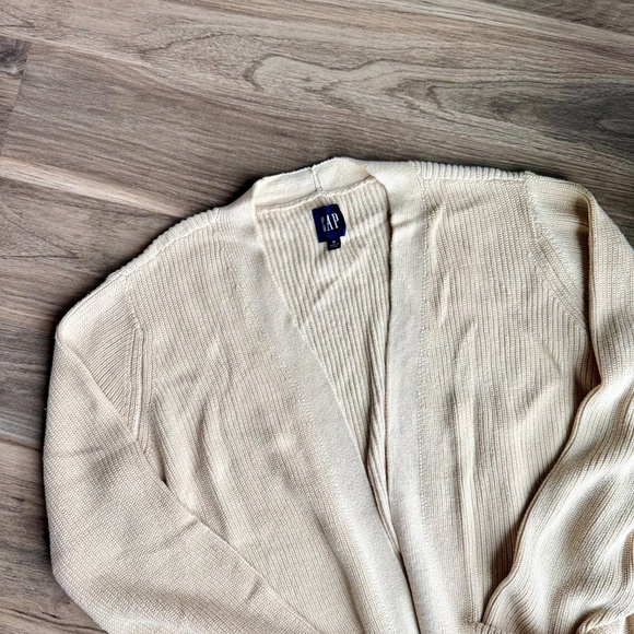 GAP Open-Front Ribbed Knit Cardigan Sweater in Oatmeal Gray – Size XL - Picture 3 of 15
